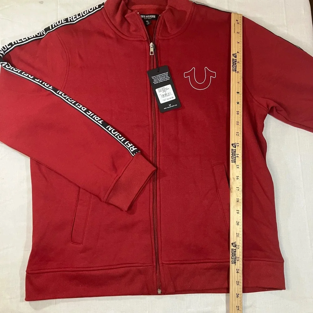 True Religion Mens Red Dahlia Logo Trim Track Jacket 700320 Large NEW